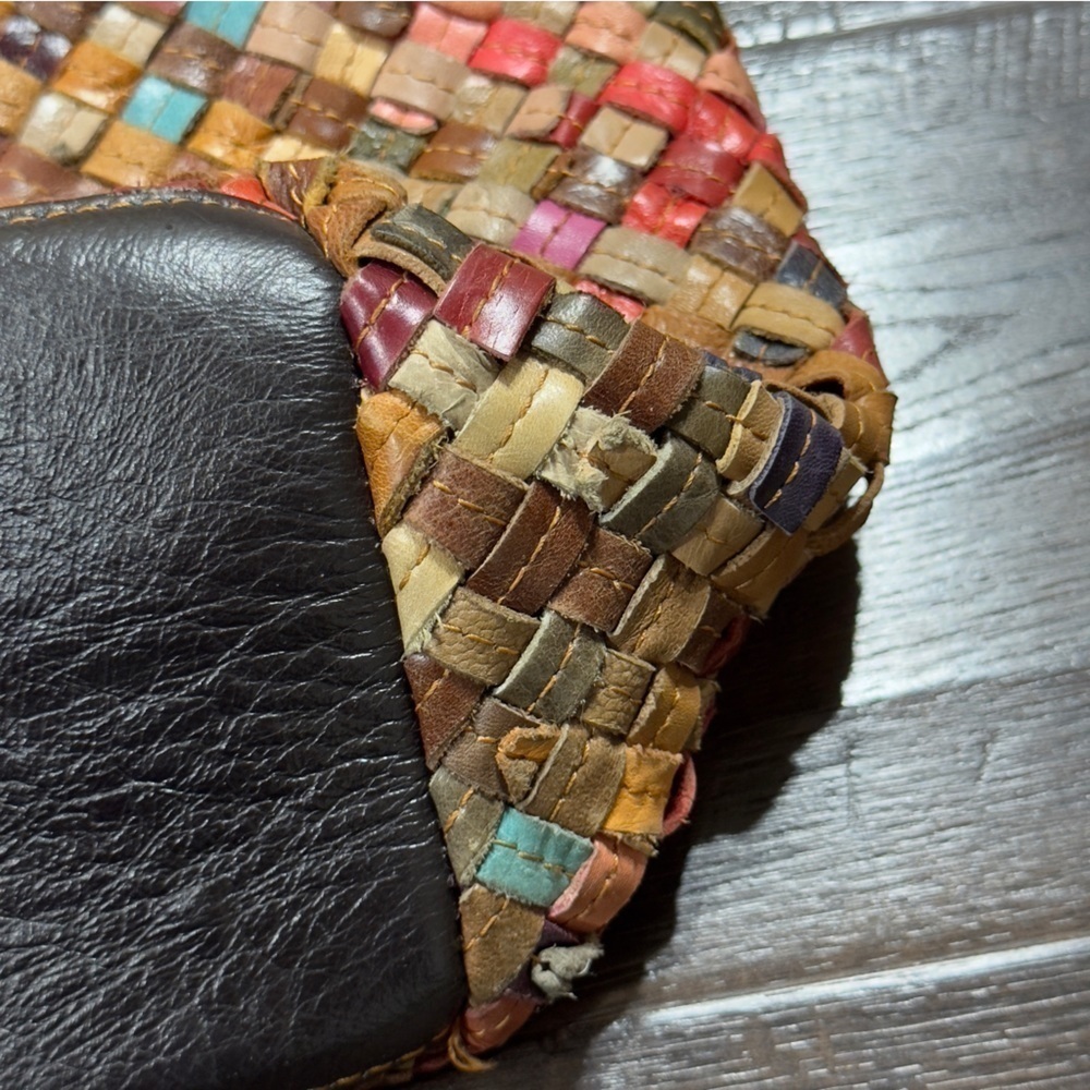 Leather Multicolor Woven Bag - image 8